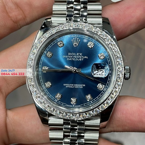  Rolex Datejust 36 126284RBR Mặt Số Xanh Cọc Số Nạm Kim Cương