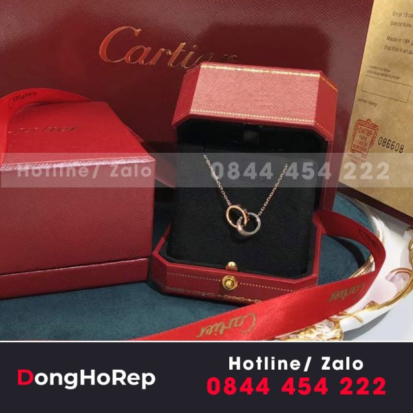 CARTIER LOVE NECKLACE - DÂY CHUYỀN CARTIER 2 CHIẾC NHẪN  KIM CƯƠNG THIÊN NHIÊN