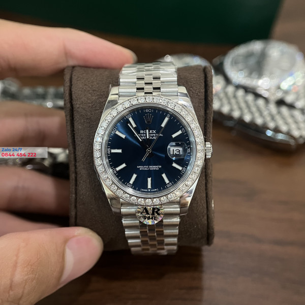 Đồng Hồ Rolex Datejust 126334 Mặt Số Xanh navy Nạm Kim Cương