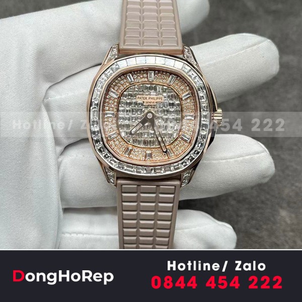 Đồng hồ patek philippe aquanaut 5062 rose gold baguette diamond 