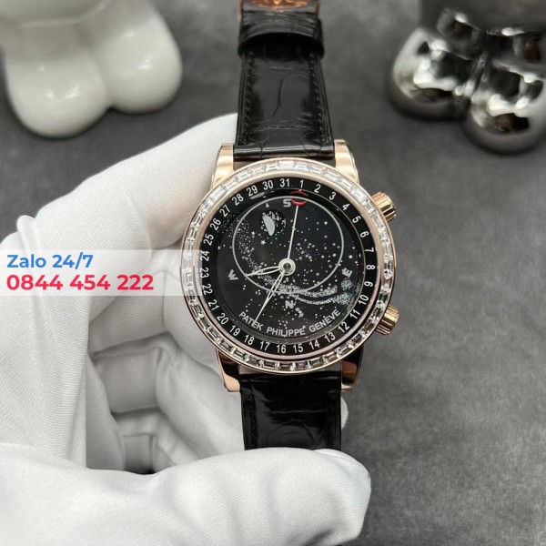 Đồng Hồ Patek Philippe Sky Moon Vàng Khối 18K Viền Kim Cương