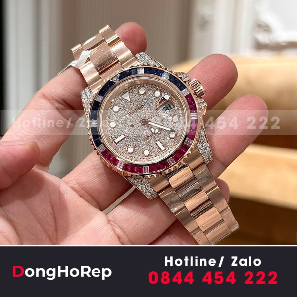 Đồng hồ rolex bọc vàng độ kim moissanite  