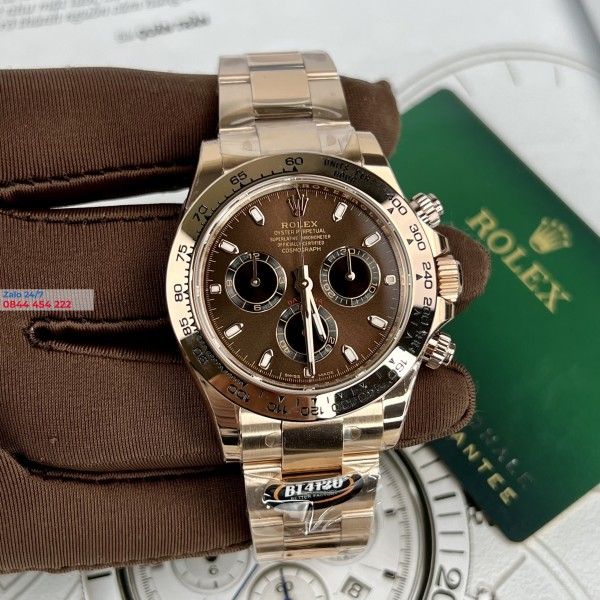 Đồng Hồ Rolex Cosmograph Daytona 116505  Mặt Số Chocolate Cọc số Dạ Quang