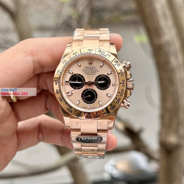 Đồng Hồ Rolex Cosmograph Daytona 116505 Mặt Số Hồng Đen Replica