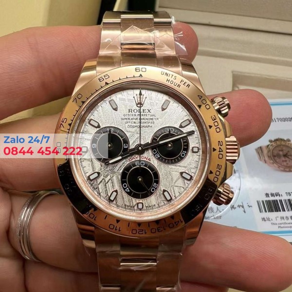 Đồng Hồ Rolex Cosmograph Daytona 116505 Mặt Số Thiên Thạch  Chế Tác Vàng Hồng 18K Nguyên Khối