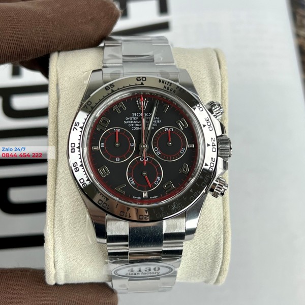 Đồng Hồ Rolex Cosmograph Daytona 116509 Mặt Số Đen Cọc Số Arabic Replica