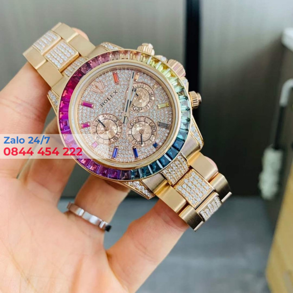 Đồng Hồ Rolex Cosmograph Daytona 116595RBOW Vàng Khối 18K Kim Cương Thiên NHiên