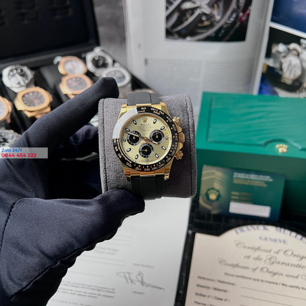 Đồng Hồ Rolex Cosmograph Daytona 116518LN Mặt Số Vàng Champagne Và Đen