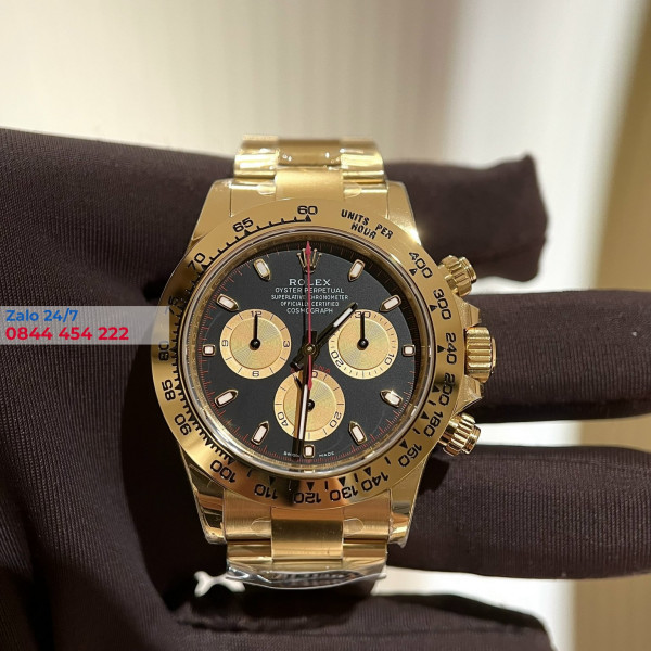 Đồng Hồ Rolex Cosmograph Daytona Rep1:1 116508 Mặt Số Đen Vàng Champagne