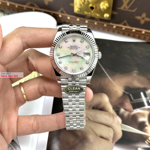 Đồng Hồ Rolex Datejust 126334 Mặt Số Vỏ Trai Trắng Replica