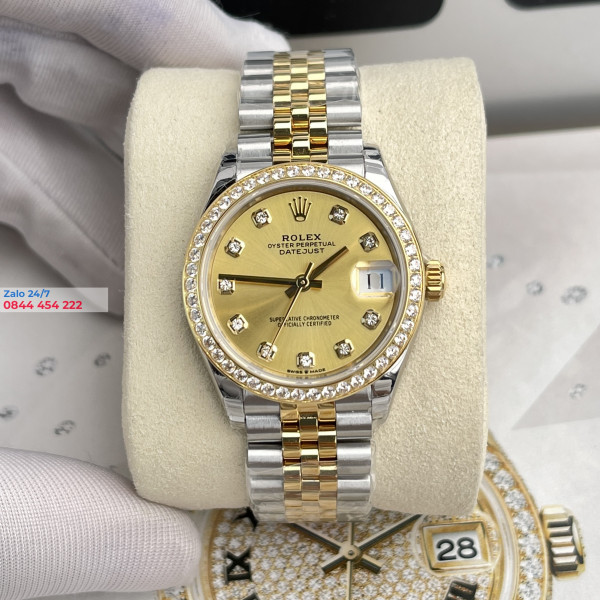 Đồng Hồ Rolex Datejust 31mm 278271 Bọc Vàng Kim Cương Moissanite