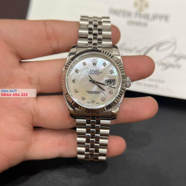 Đồng Hồ Rolex Datejust 36 126234 Rep 1:1 Mặt Số Vỏ Trai Trắng