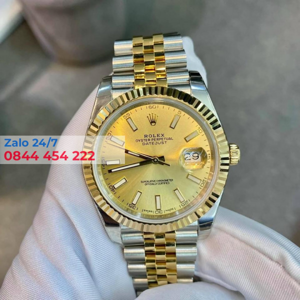 Đồng Hồ Rolex Datejust 41 126333 Mặt Số Champagne Bọc Vàng