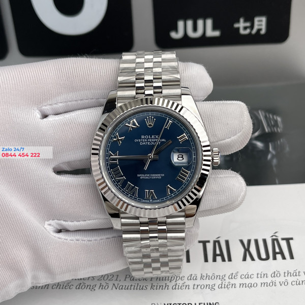 Đồng Hồ Rolex Datejust 41mm 126300 Mặt Số Xanh Cọc Số La Mã 