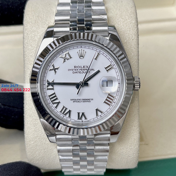 Đồng Hồ Rolex Datejust 41 126334 Mặt Số Trắng Cọc Số La Mã