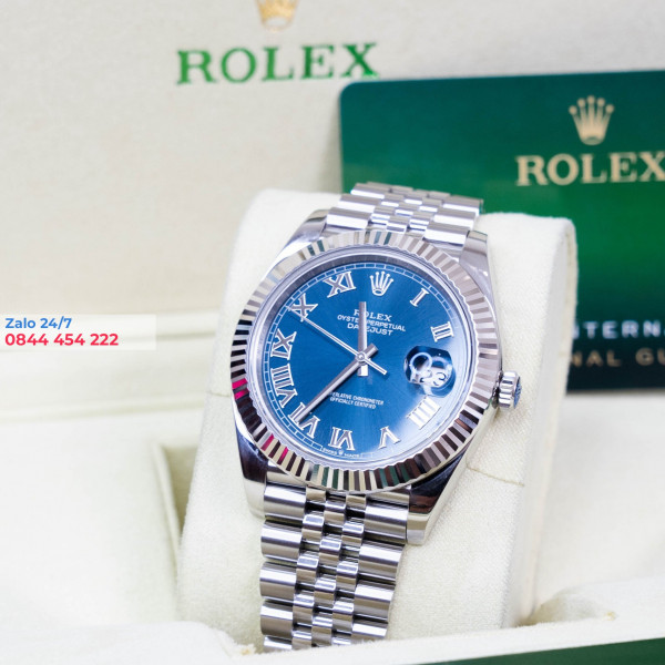 Đồng Hồ Rolex Datejust 41 126334 Mặt Số Xanh Cọc Số La Mã