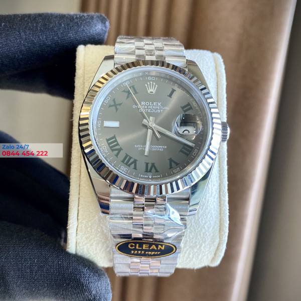 Đồng Hồ Rolex Datejust 41126334 Mặt Số Wimbledon Tối Cọc Số La Mã