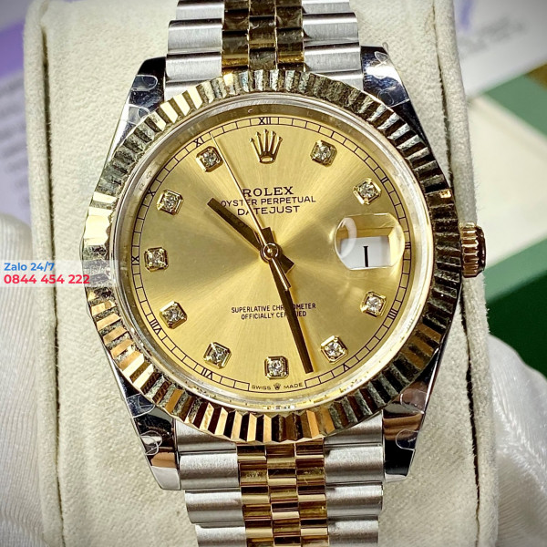 Đồng Hồ Rolex Datejust 41mm 126233 Bọc Vàng Mặt Số Champagne  