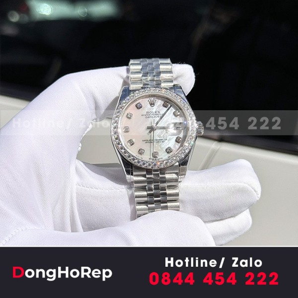 Đồng hồ rolex datejust nữ 31mm độ kim cương moissanite  