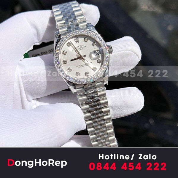 Đồng hồ rolex datejust nữ 31mm độ kim cương moissanite  