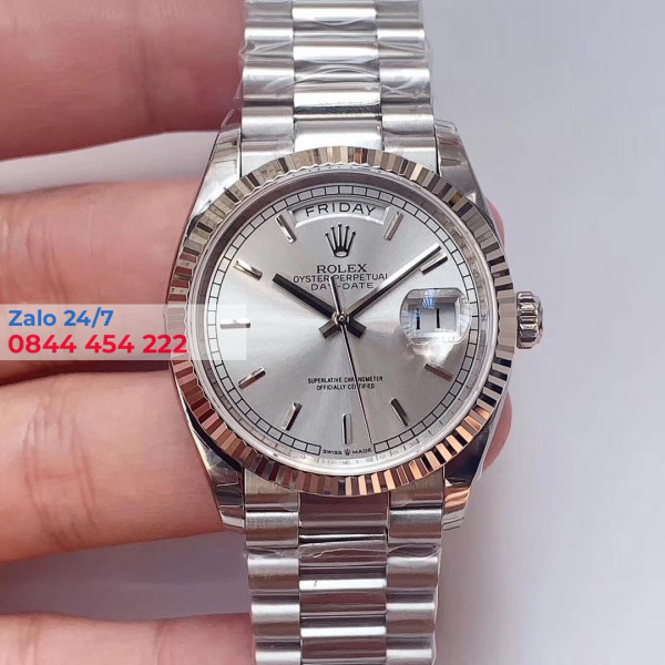 Đồng Hồ Rolex Day-Date 36 128396TBR Mặt Số Bạc