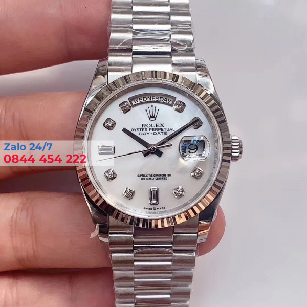 Đồng Hồ Rolex Day-Date 36 128236 Mặt Số Trắng