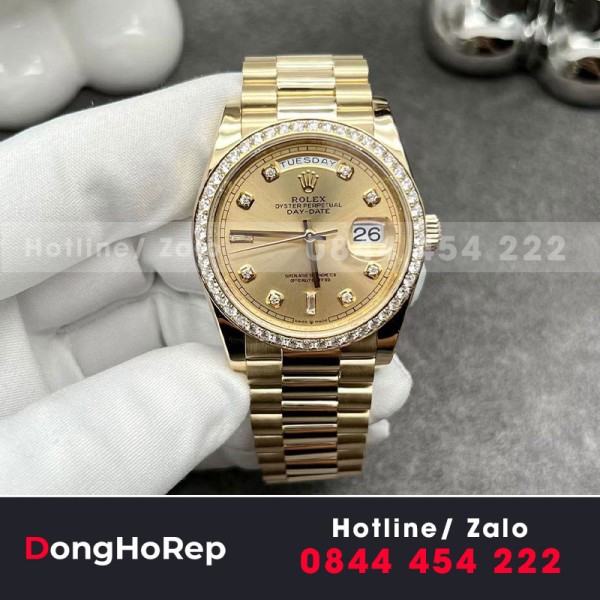 Đồng hồ rolex daydate 36mm yellow gold diamond benzel 