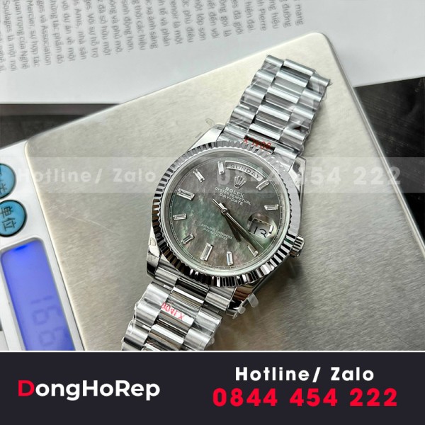 Đồng hồ rolex daydate 40 mặt xà cừ tím nặng 167g  