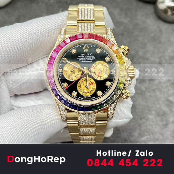 Đồng hồ rolex daytona rainbow 116598Rbow - 78608 chế tác nạm kim cương yellow gold 