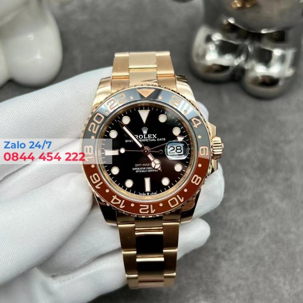 Đồng Hồ Rolex Everose GMT-Master II 126715 Chế Tác Vàng Khối 18k