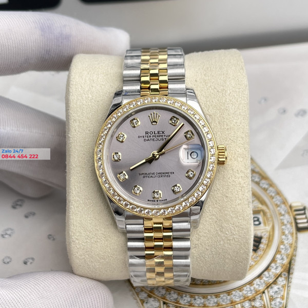 Đồng Hồ Rolex Lady-Datejust  279381RBR Bọc Vàng Viền Kim Cương Moissanite