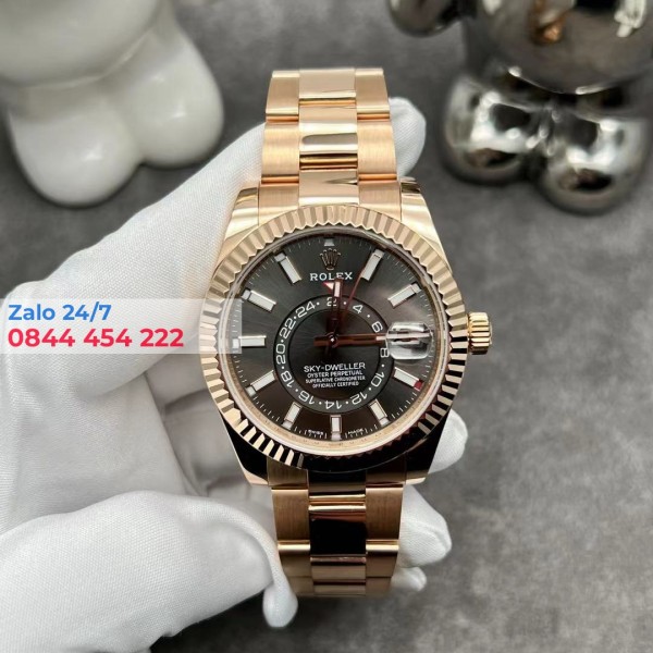 Đồng Hồ Rolex Sky - Dweller 326935 Chế Tác Vàng Hồng Nguyên Khối 18k 