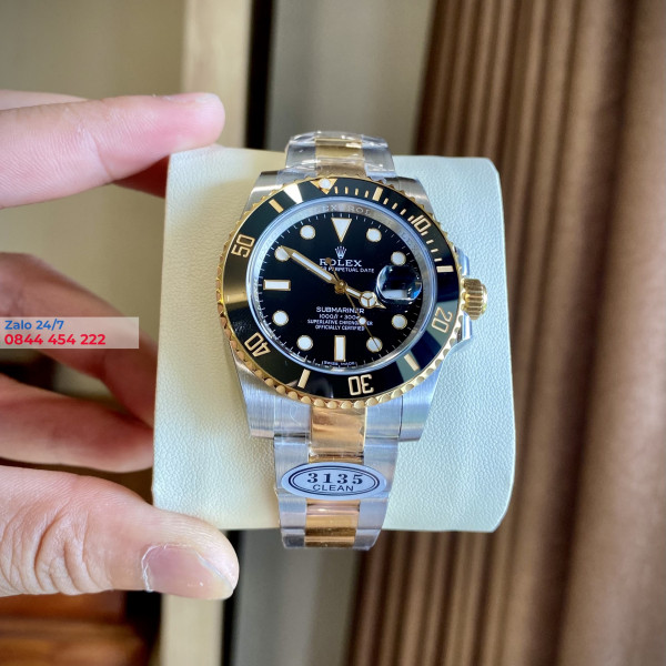 Đồng Hồ Rolex Submariner bọc vàng 126613LN Mặt Số Đen