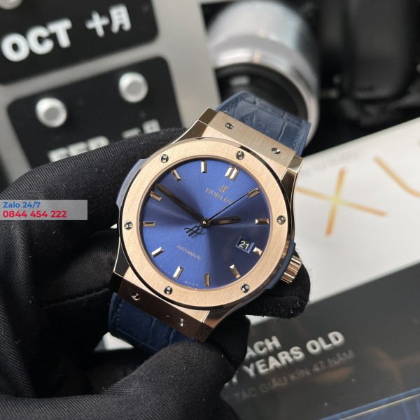 Hublot Classic Fusion xanh navy Niềng Vàng 42mm