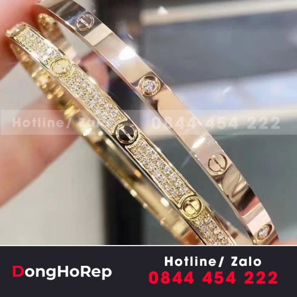 Lắc tay Cartier hàng nhập Hongkong vàng 18k, kim cương thiên nhiên