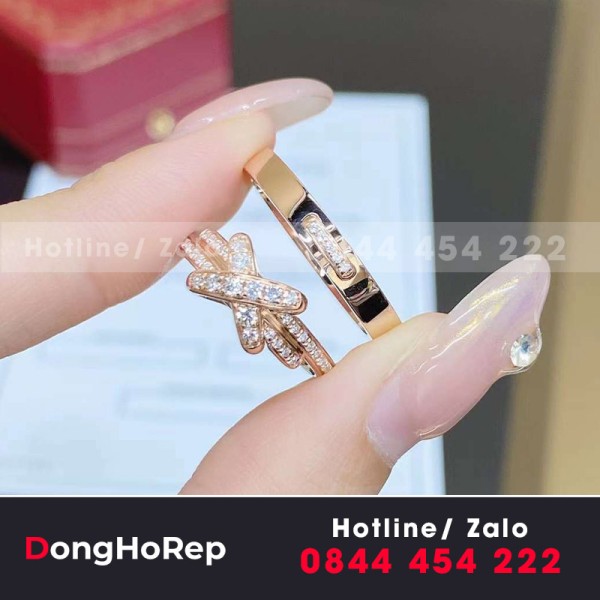 Nhẫn Chaumet vàng hồng 18k kim cương thiên nhiên