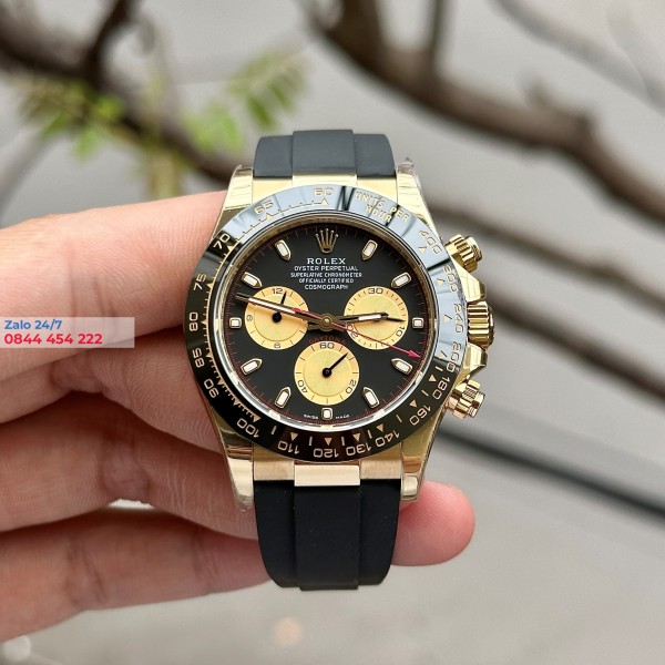 ồng Hồ Rolex Cosmograph Daytona 116518LN Replica Mặt Số Đen Và Vàng Champagne