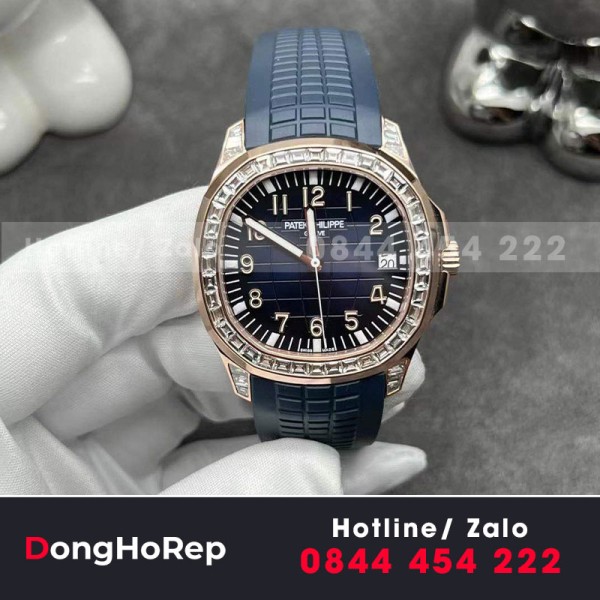 Patek philippe aquanaut 5168 baguette diamond blue dial 