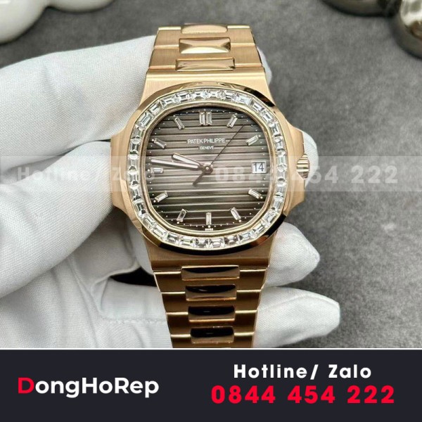 Patek philippe nautilus 5723r rose gold baguette diamond custom 