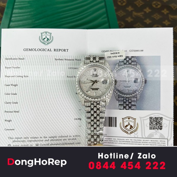 Rolex datejust độ full kim cương moissanite 41mm   