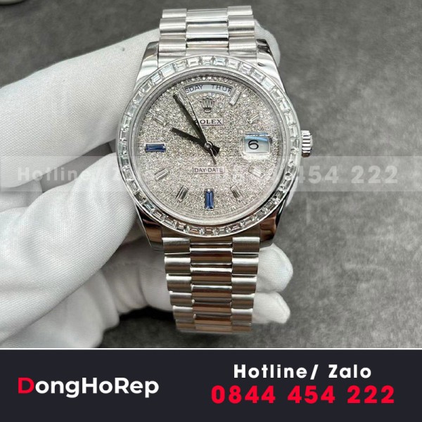 Rolex daydate 228396TBR platinum president baguette diamond benzel 