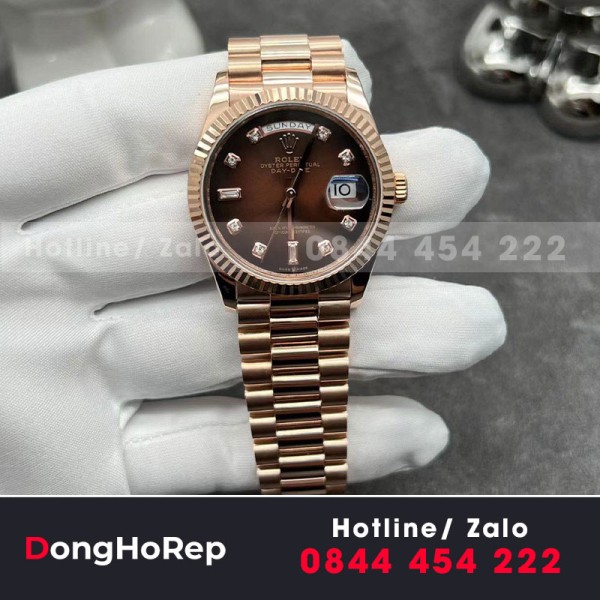 Rolex daydate 36mm vàng khối 18l mặt chocolate 128235 