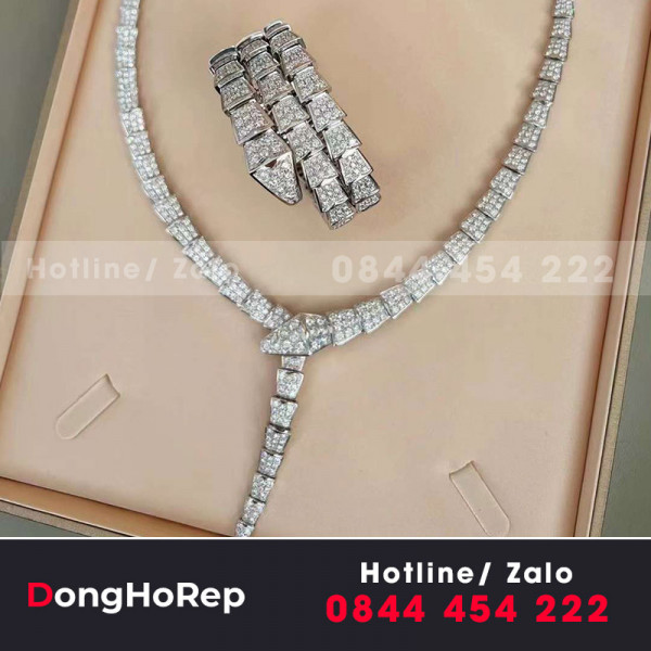 Serpenti viper bracelet and necklaces white gold full diamond 