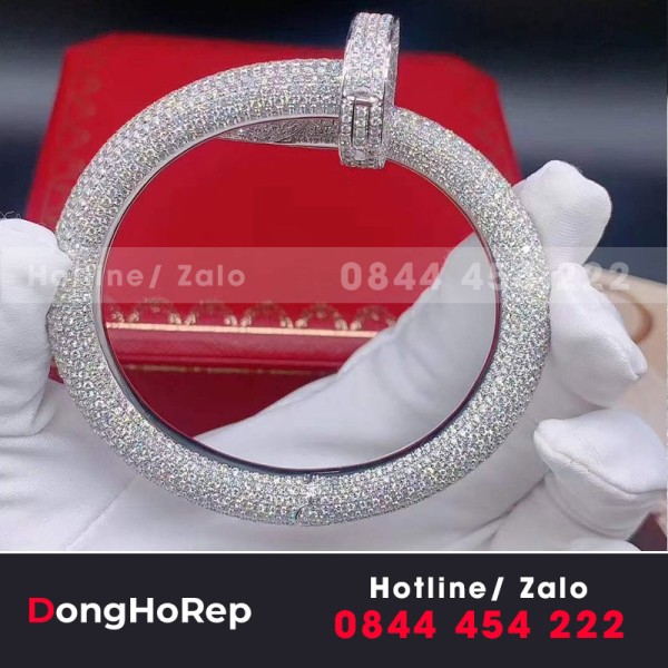 Vòng tay Cartier Juste Un Clou vàng trắng 18k kim cương thiên nhiên