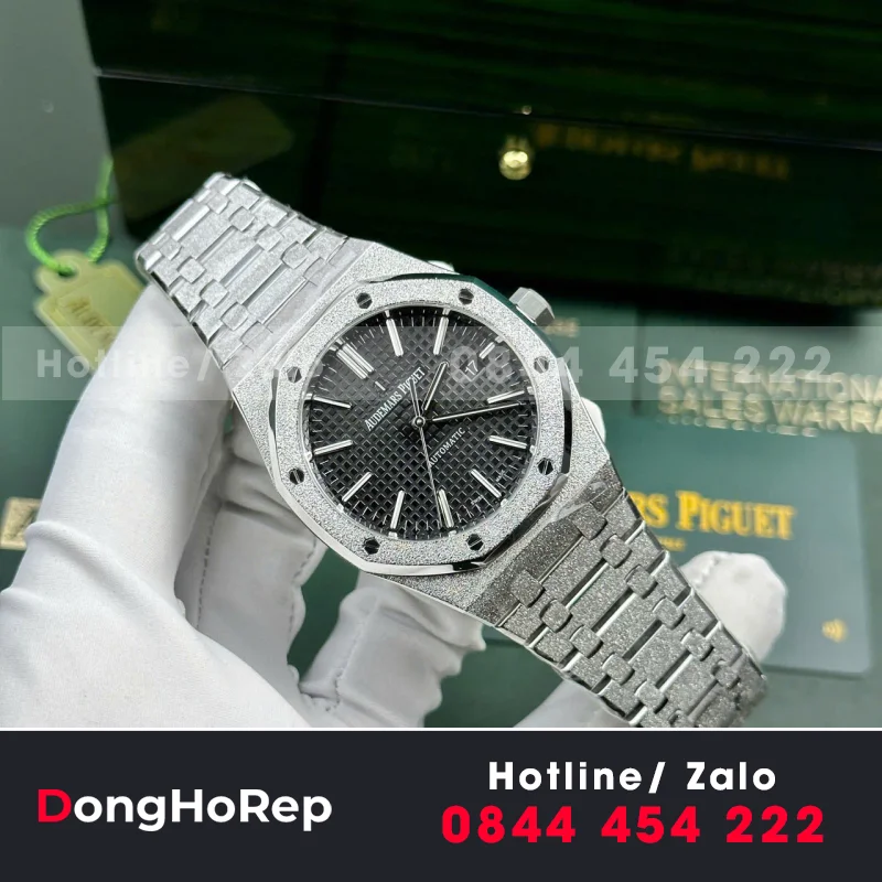 Đồng Hồ Audemars Piguet Royal Oak 15410 Frosted Gold Rep 11 Cao Cấp Mặt Đen APS Factory 41mm