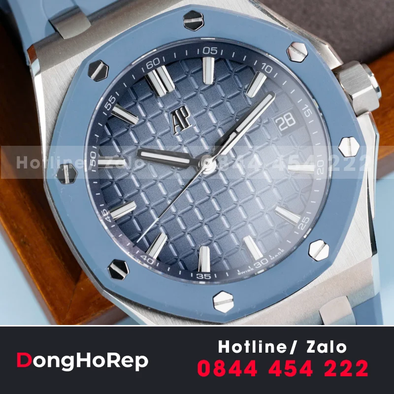 Đồng Hồ Audemars Piguet Royal Oak Offshore 15605SK Viền Cao Su Xanh Replica Cao Cấp 43mm
