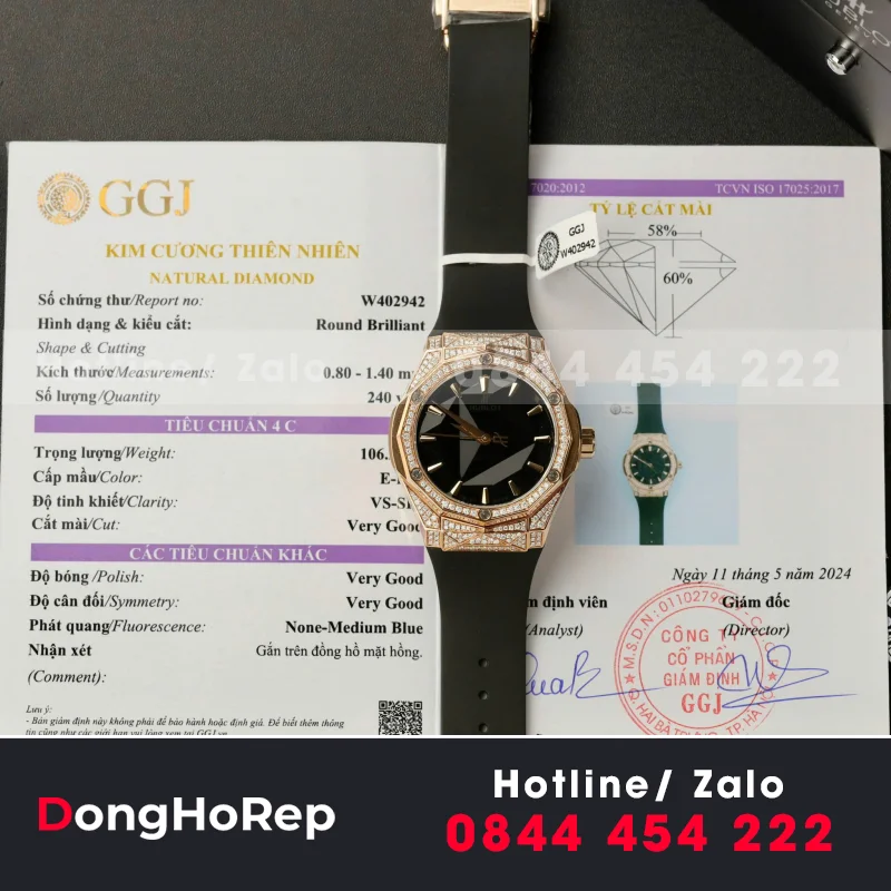 Đồng Hồ Hublot Orlinski Đính Full Kim Cương Tự Nhiên Hong Kong 40mm