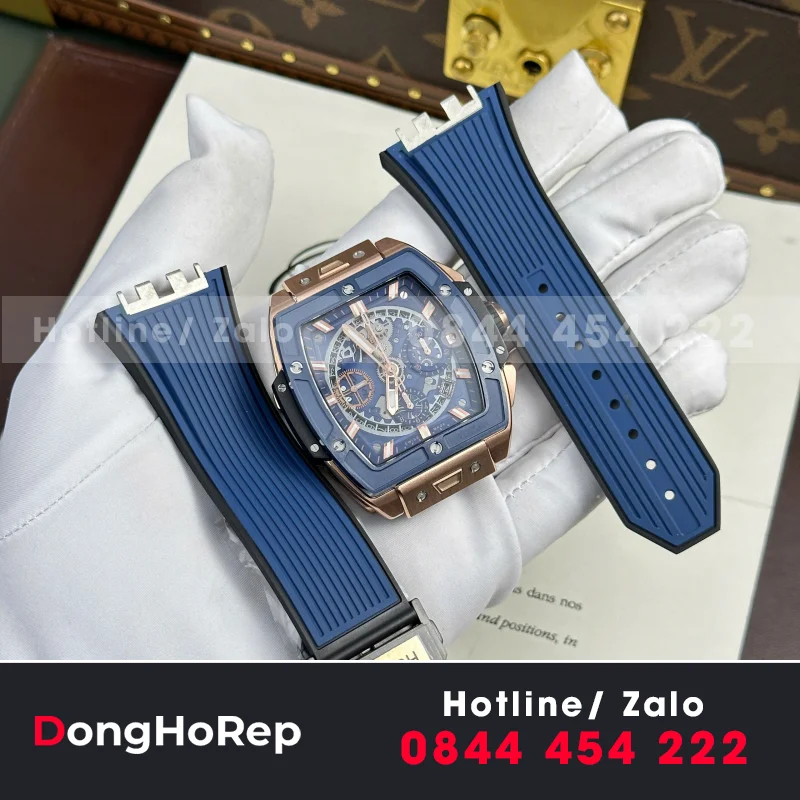 Đồng Hồ Hublot Spirit Of Big Bang King Gold Replica 11 Mặt Xanh Blue Nhà Máy BBF 42mm