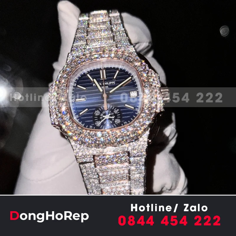 Đồng Hồ Patek Philippe 5980 Chế Tác Bọc Vàng Full Moissanite 40mm