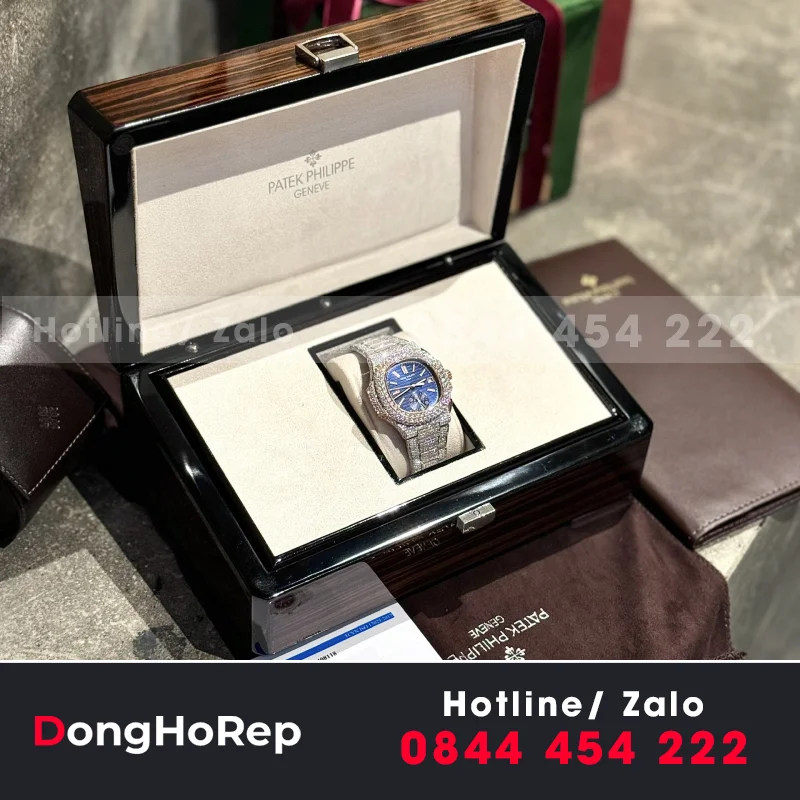 Đồng Hồ Patek Philippe Rep 1:1 Nautilus 5980 Full Kim Cương Moissanite + Bọc vàng 18k